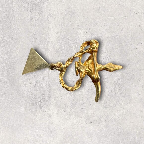 Free Mason Lapel Pin Cross Genie Lamp Rhinestone Shriner Lodge Goldtone Vintage - Picture 5 of 6